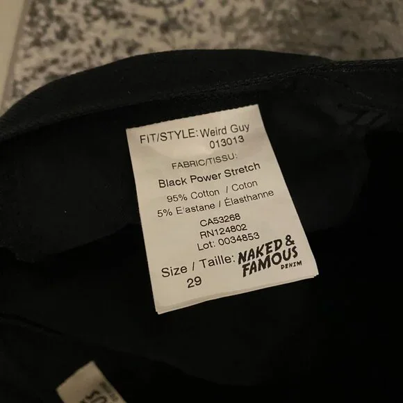 Naked & Famous - Weird Guy - Black Power Stretch - 29x29 - Picture 2 of 4